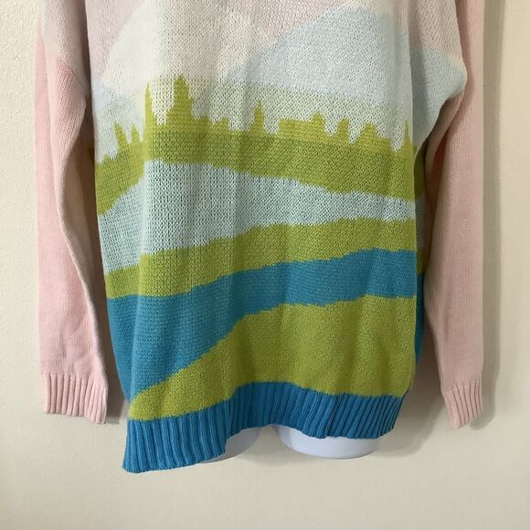 Just Polly Fairy Kei Kawaii Girly Novelty Landscape Cottagcore Knit Sweater S - Picture 3 of 10